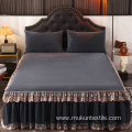 Fleece bedspread with bed skirt 100% polyester